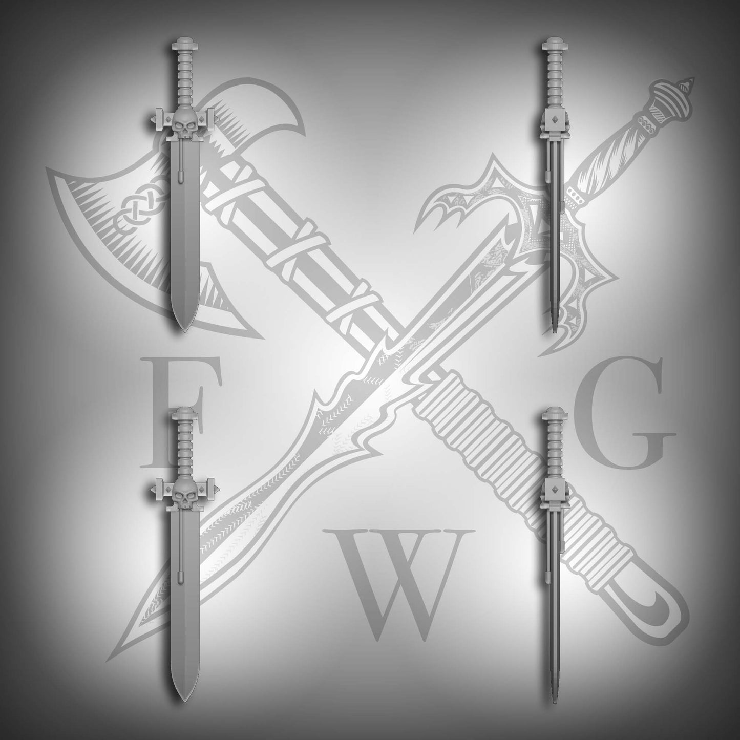 Custom 100mm resin energy sword compatible with McFarlane Toys 7-inch 1:12 scale armored action figures.