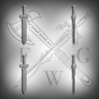 Custom 100mm resin energy sword compatible with McFarlane Toys 7-inch 1:12 scale armored action figures.