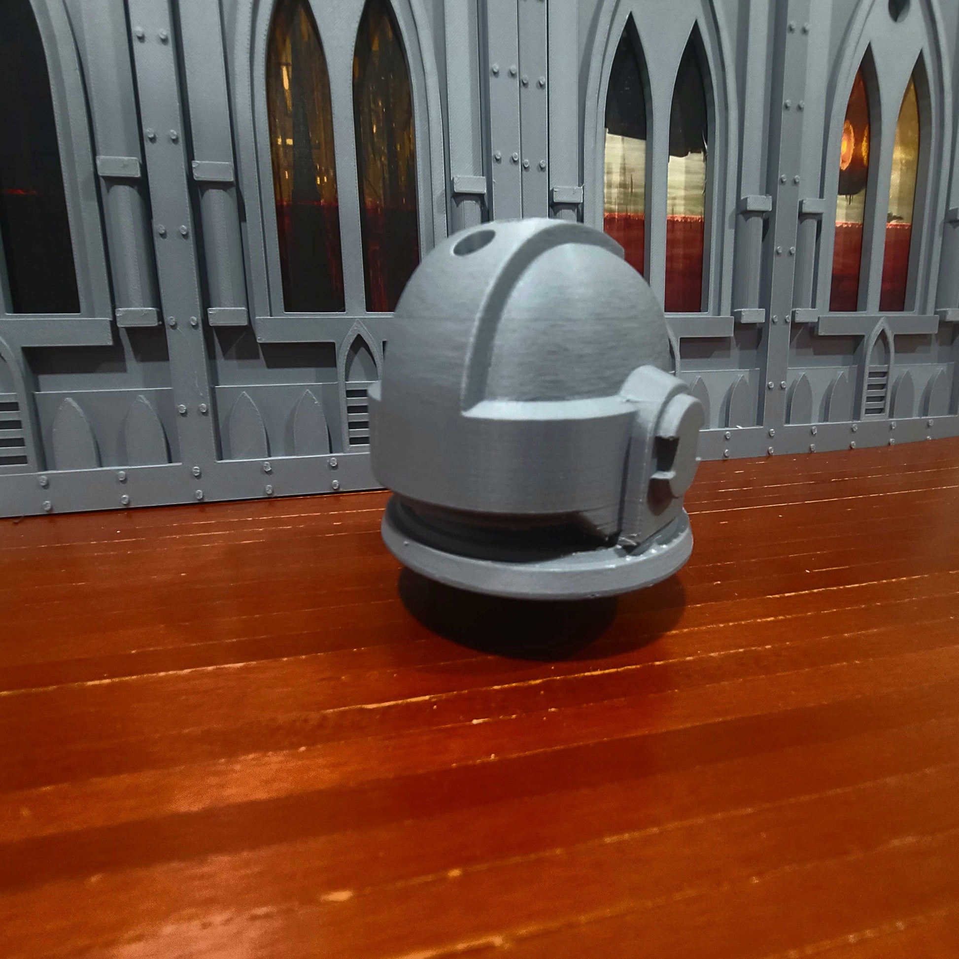 G:7 Helmet PLA 3D printed paint brush holder with four openings for miniature painting brushes and hobby tools.
