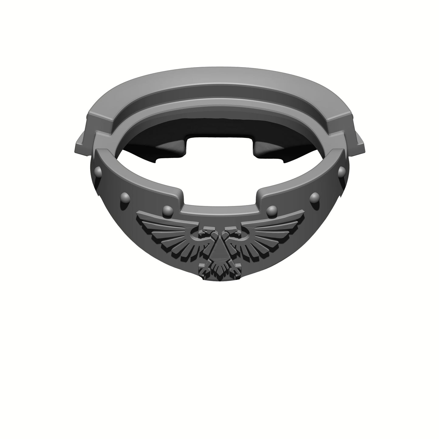 Custom resin Gorget with Eagle and Rivets compatible with McFarlane Toys 7-inch armored action figures.