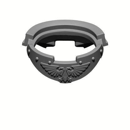 Custom resin Gorget with Eagle and Rivets compatible with McFarlane Toys 7-inch armored action figures.
