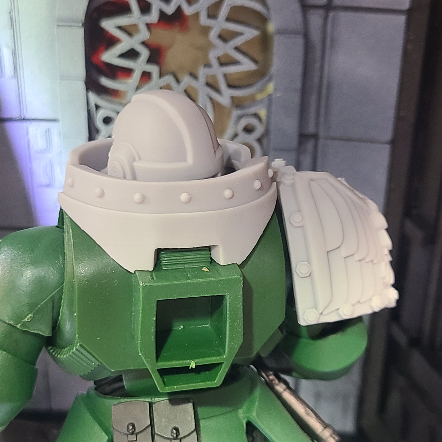Custom resin Gorget with Eagle and Rivets compatible with McFarlane Toys 7-inch armored action figures.
