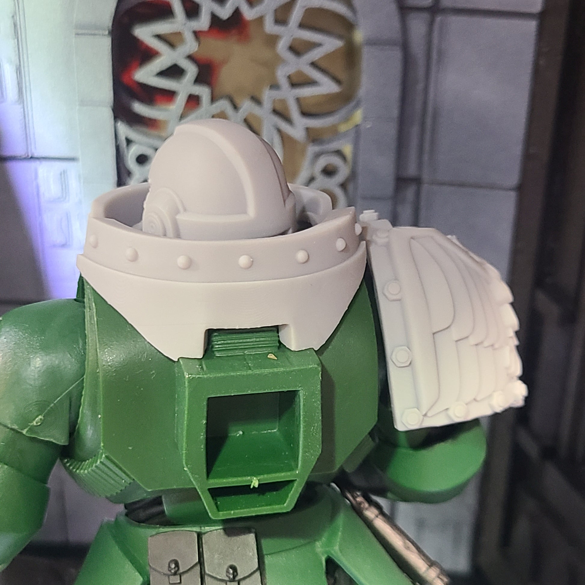 Custom resin Gorget with Eagle and Rivets compatible with McFarlane Toys 7-inch armored action figures.