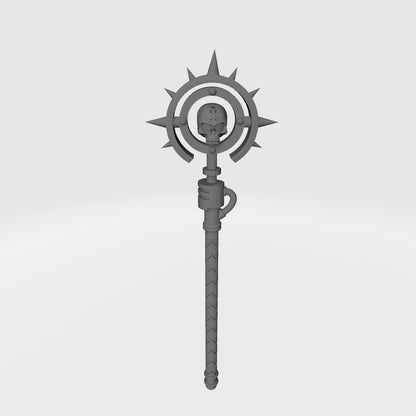 Grand Arcanist Warrior Order Warding Staff with Skull Halo compatible with McFarlane Toys 7-inch armored action figures