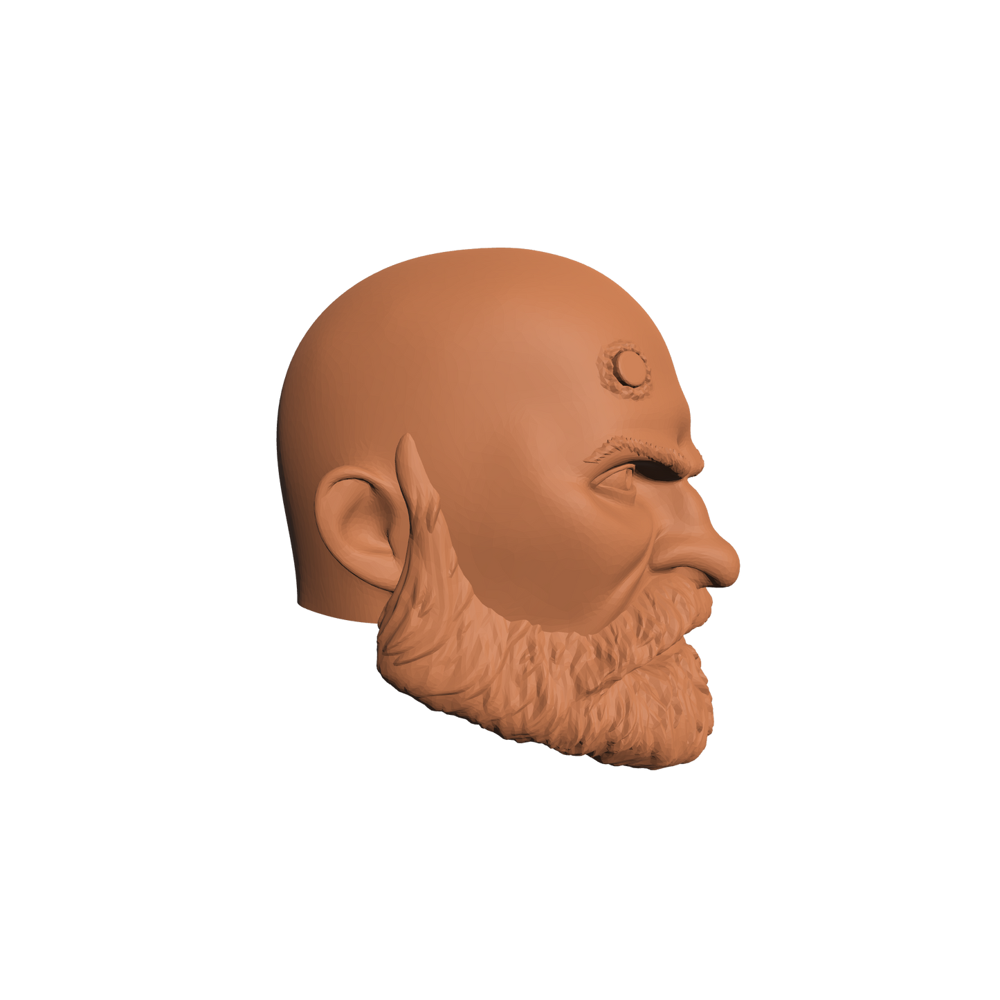 Grizzled Veteran Warrior Marine Bald Head with Service Stud on Right Side custom resin head sculpt compatible with McFarlane Toys 7-inch armored action figures.