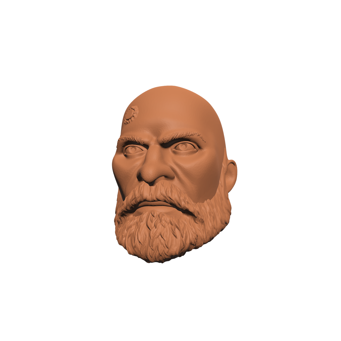 Grizzled Veteran Warrior Marine Bald Head with Service Stud on Right Side custom resin head sculpt compatible with McFarlane Toys 7-inch armored action figures.