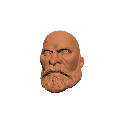 Grizzled Veteran Warrior Marine Bald Head with Service Stud on Right Side custom resin head sculpt compatible with McFarlane Toys 7-inch armored action figures.