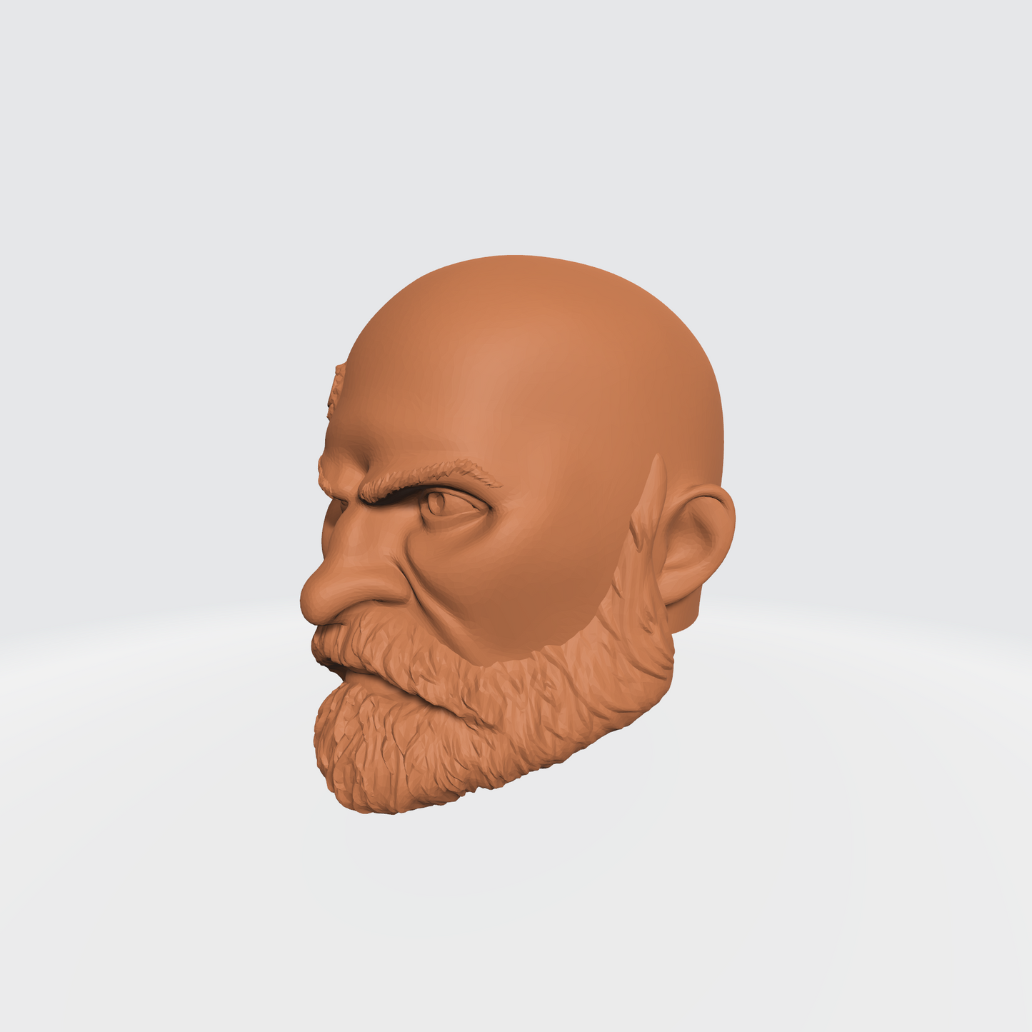 Grizzled Veteran Warrior Marine Bald Head with Service Stud on Right Side custom resin head sculpt compatible with McFarlane Toys 7-inch armored action figures.