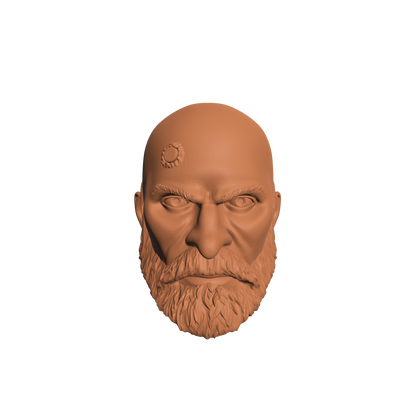 Grizzled Veteran Warrior Marine Bald Head with Service Stud on Right Side custom resin head sculpt compatible with McFarlane Toys 7-inch armored action figures.