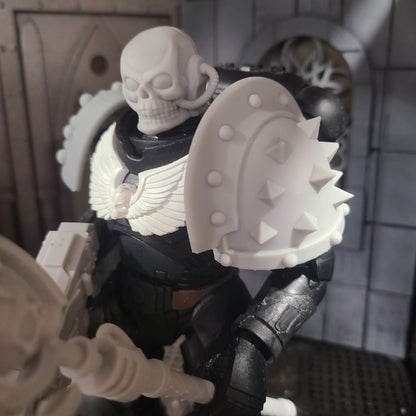 Heavy Assault Type 3 V12 shoulder pad with large pyramid spikes compatible with McFarlane Toys 1:12 scale armored action figures custom resin armor