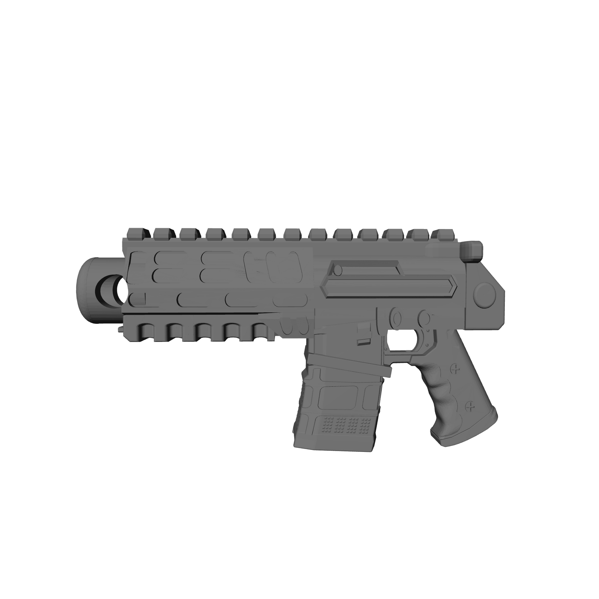 Heavy Strike Pistol Type AR custom resin weapon compatible with McFarlane Toys 7-inch armored action figures for 1:12 scale figure customization, painting, and kitbash projects.