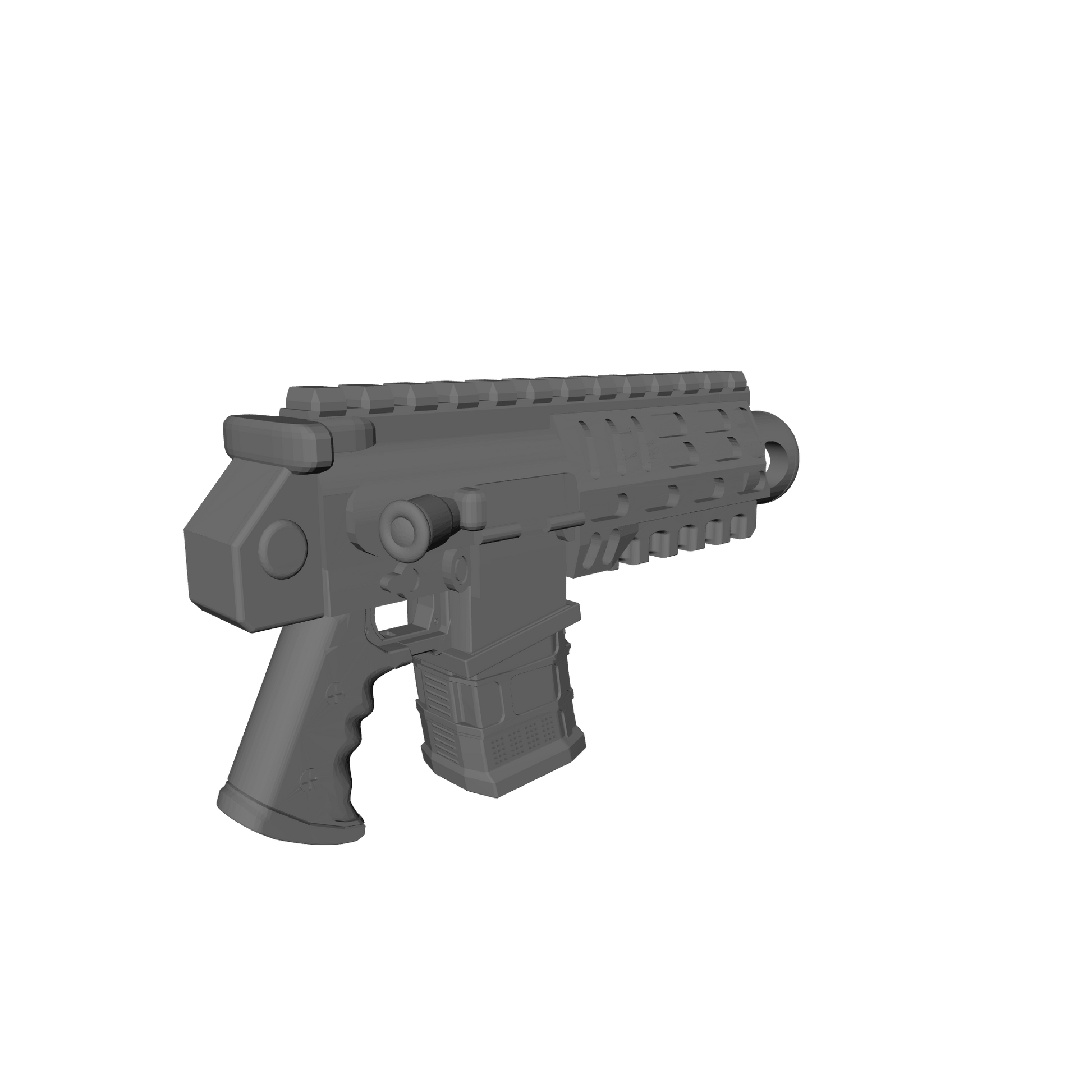 Heavy Strike Pistol Type AR custom resin weapon compatible with McFarlane Toys 7-inch armored action figures for 1:12 scale figure customization, painting, and kitbash projects.
