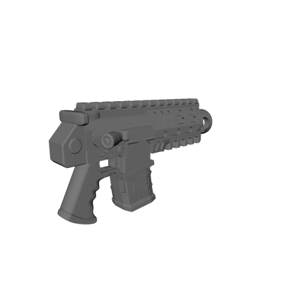 Heavy Strike Pistol Type AR custom resin weapon compatible with McFarlane Toys 7-inch armored action figures for 1:12 scale figure customization, painting, and kitbash projects.