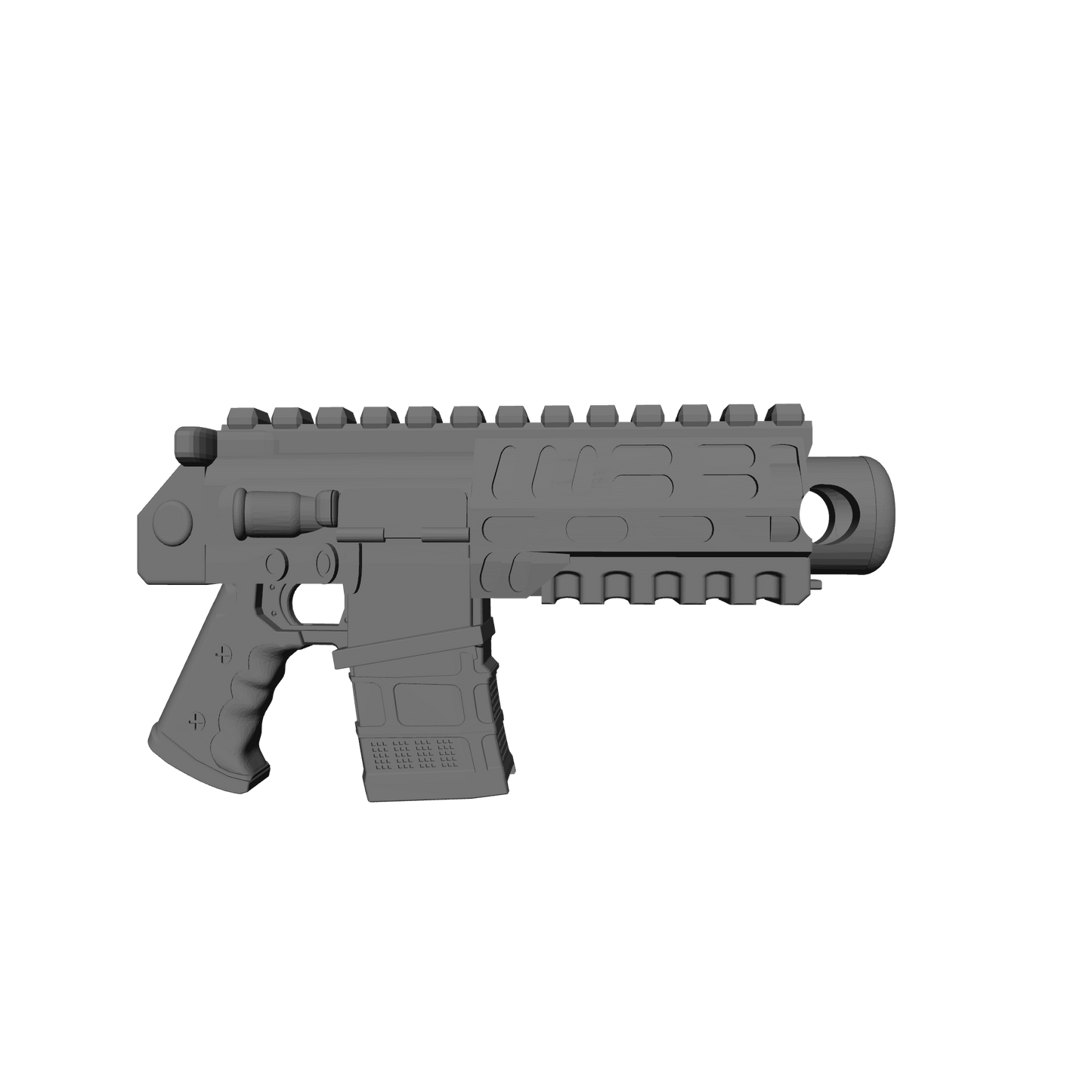 Heavy Strike Pistol Type AR custom resin weapon compatible with McFarlane Toys 7-inch armored action figures for 1:12 scale figure customization, painting, and kitbash projects.
