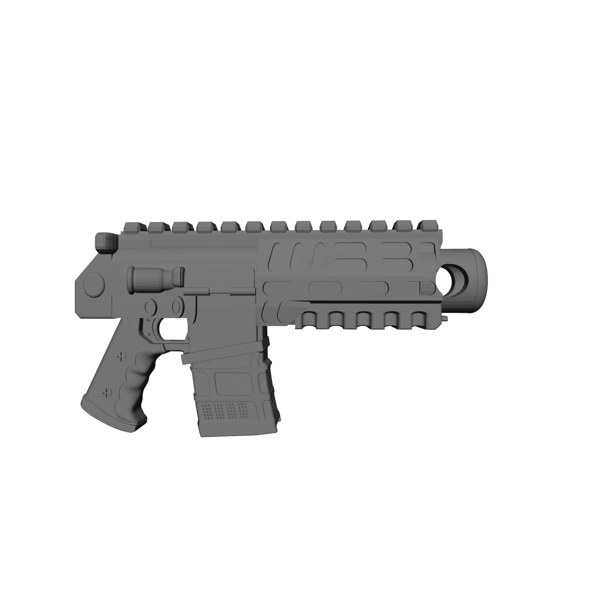 Heavy Strike Pistol Type AR custom resin weapon compatible with McFarlane Toys 7-inch armored action figures for 1:12 scale figure customization, painting, and kitbash projects.