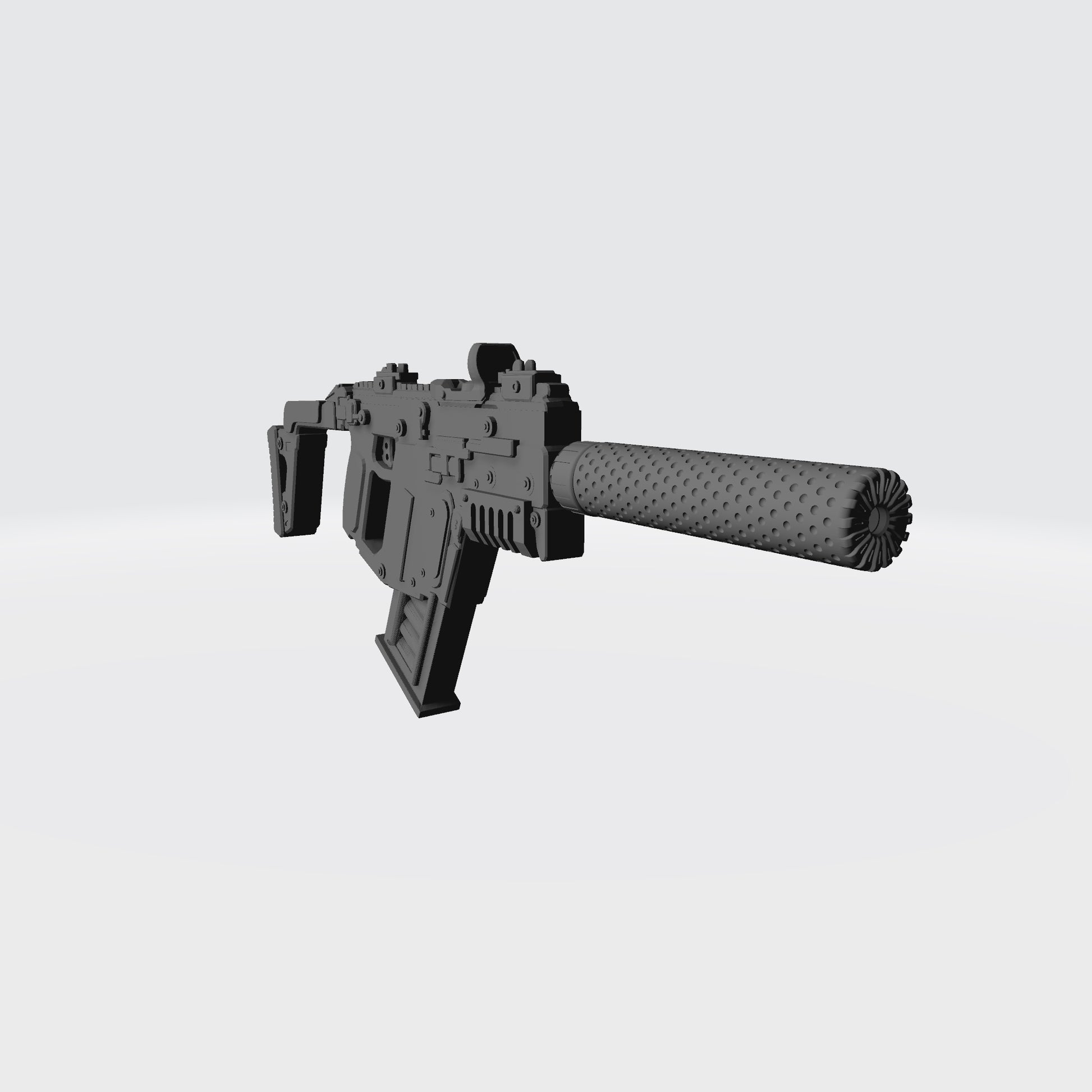 KRISS Vector Striker Rifle with optic and suppressor custom resin weapon compatible with McFarlane Toys 7-inch armored action figures.
