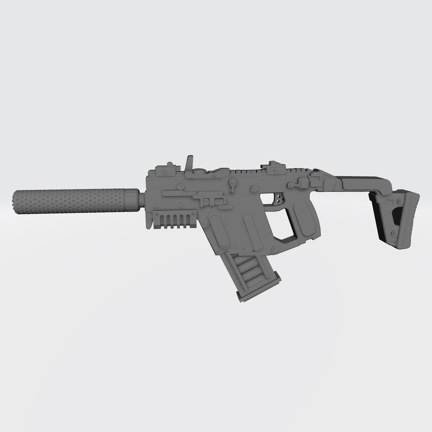 KRISS Vector Striker Rifle with optic and suppressor custom resin weapon compatible with McFarlane Toys 7-inch armored action figures.