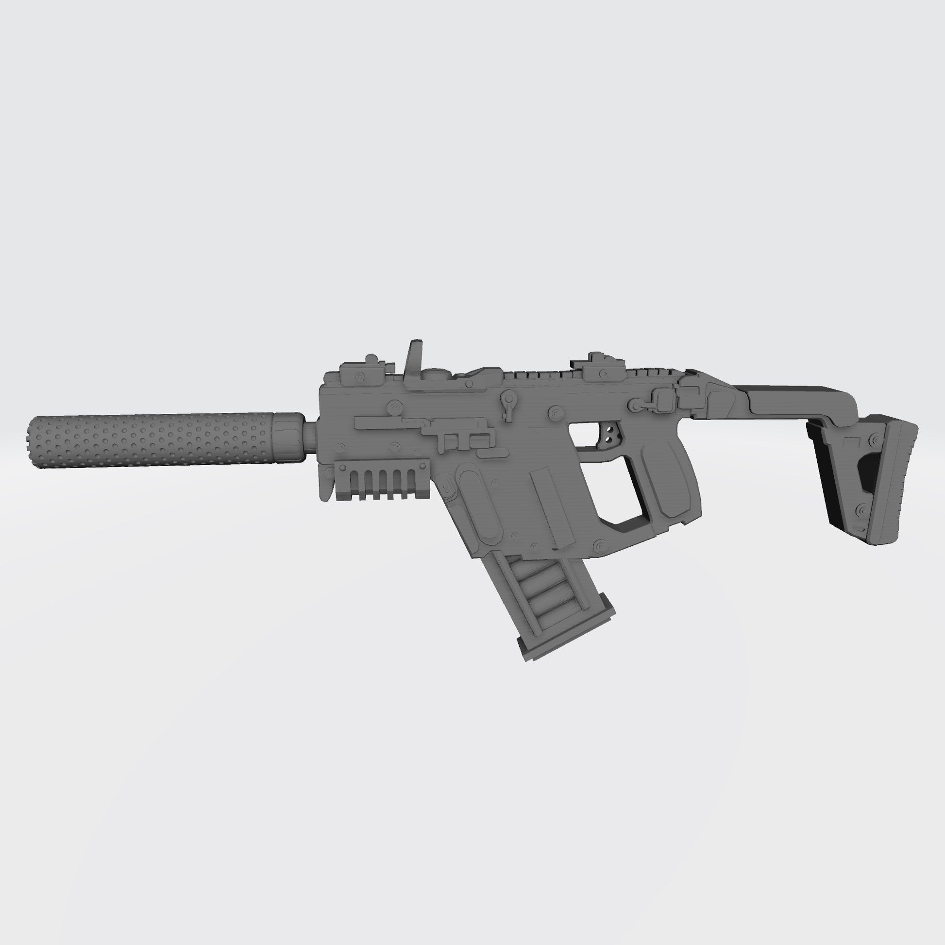 KRISS Vector Striker Rifle with optic and suppressor custom resin weapon compatible with McFarlane Toys 7-inch armored action figures.