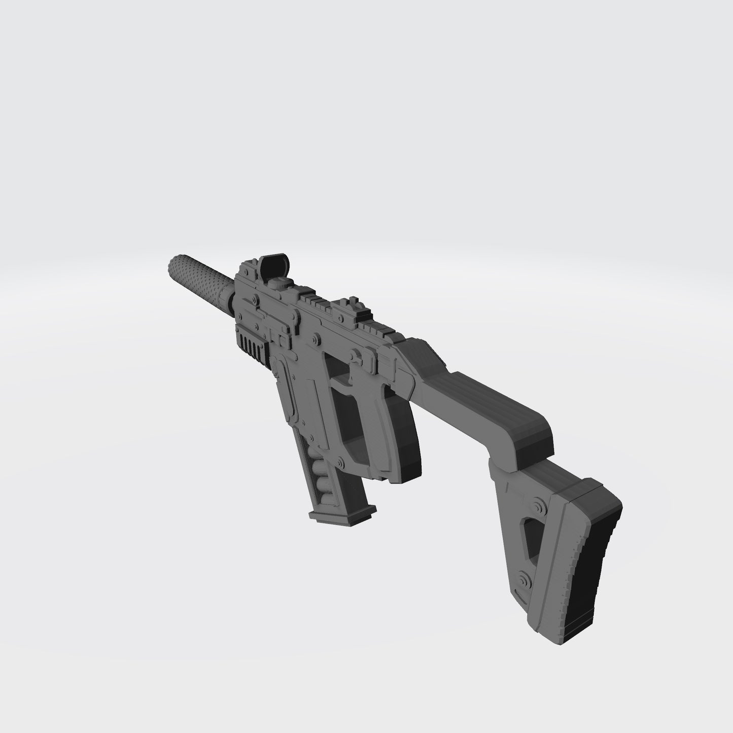 KRISS Vector Striker Rifle with optic and suppressor custom resin weapon compatible with McFarlane Toys 7-inch armored action figures.