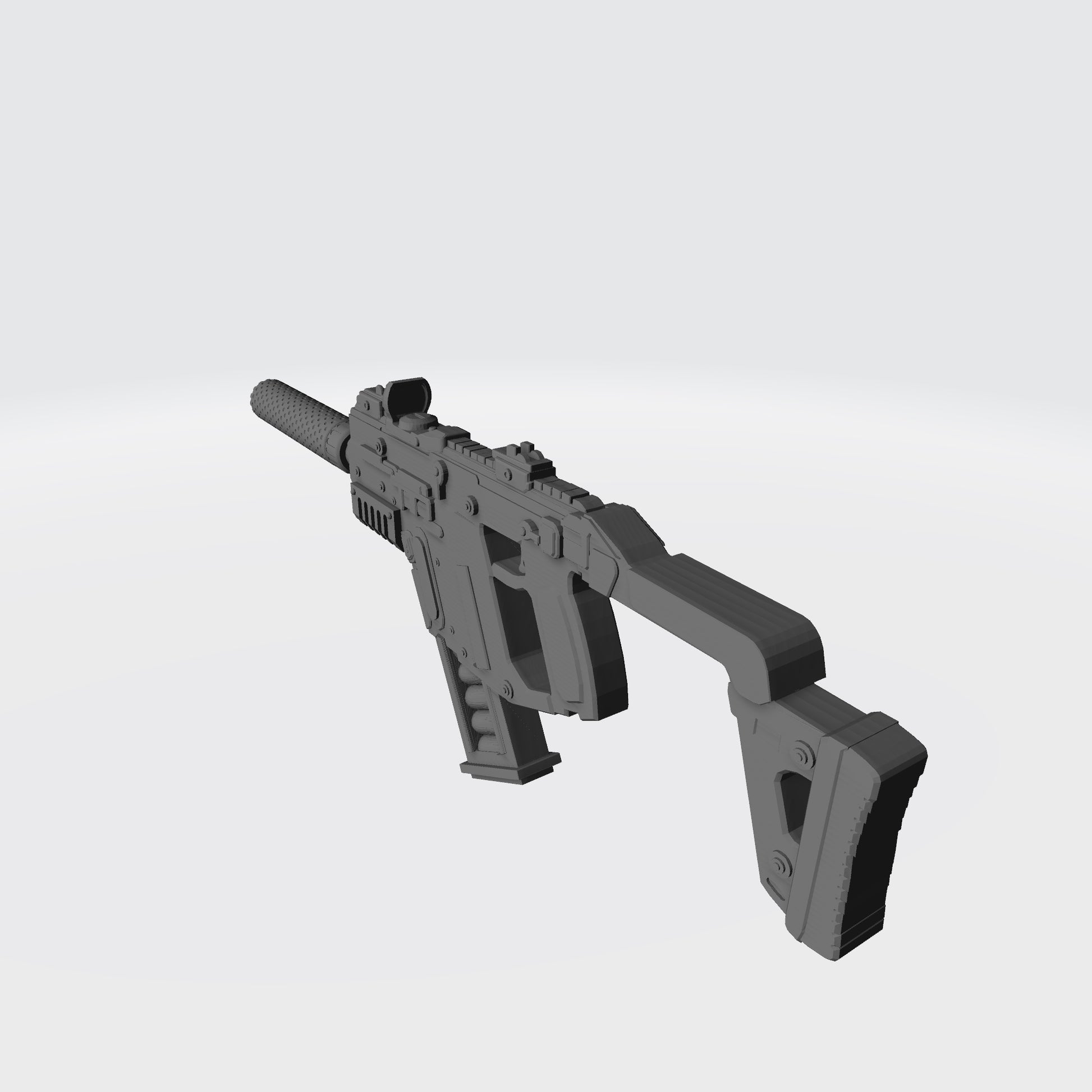 KRISS Vector Striker Rifle with optic and suppressor custom resin weapon compatible with McFarlane Toys 7-inch armored action figures.