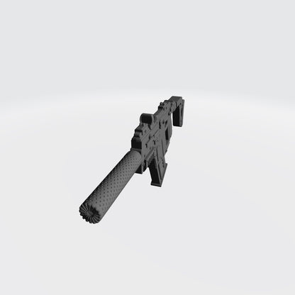 KRISS Vector Striker Rifle with optic and suppressor custom resin weapon compatible with McFarlane Toys 7-inch armored action figures.