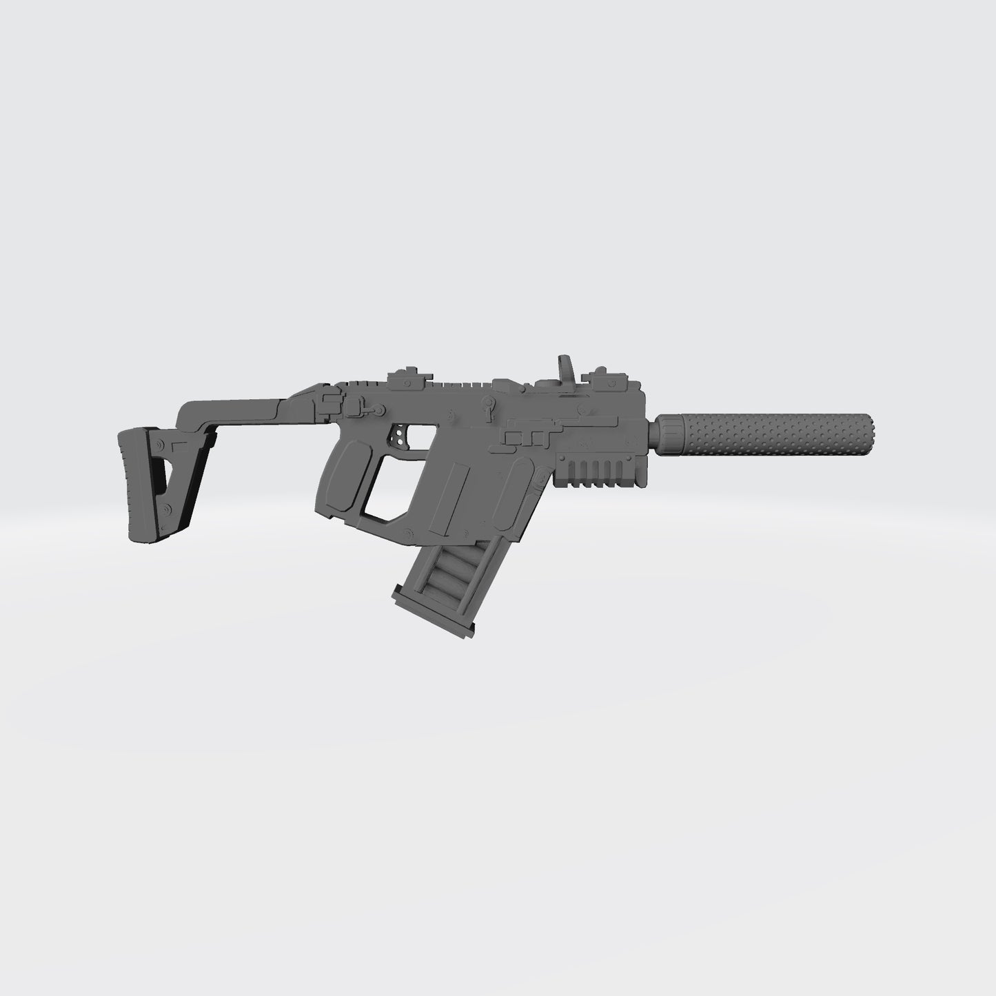 KRISS Vector Striker Rifle with optic and suppressor custom resin weapon compatible with McFarlane Toys 7-inch armored action figures.