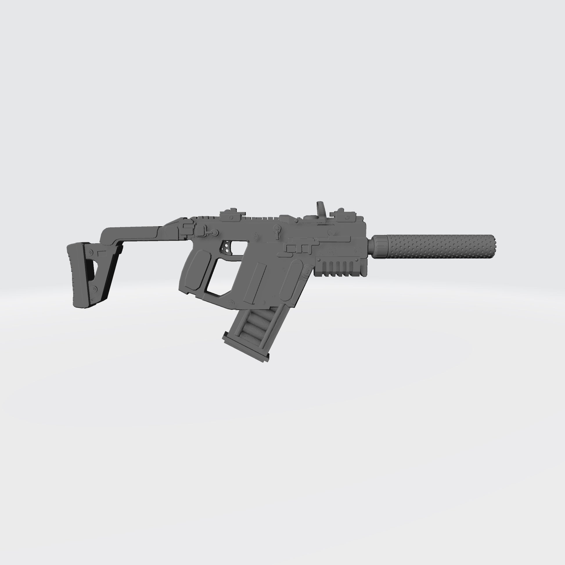 KRISS Vector Striker Rifle with optic and suppressor custom resin weapon compatible with McFarlane Toys 7-inch armored action figures.