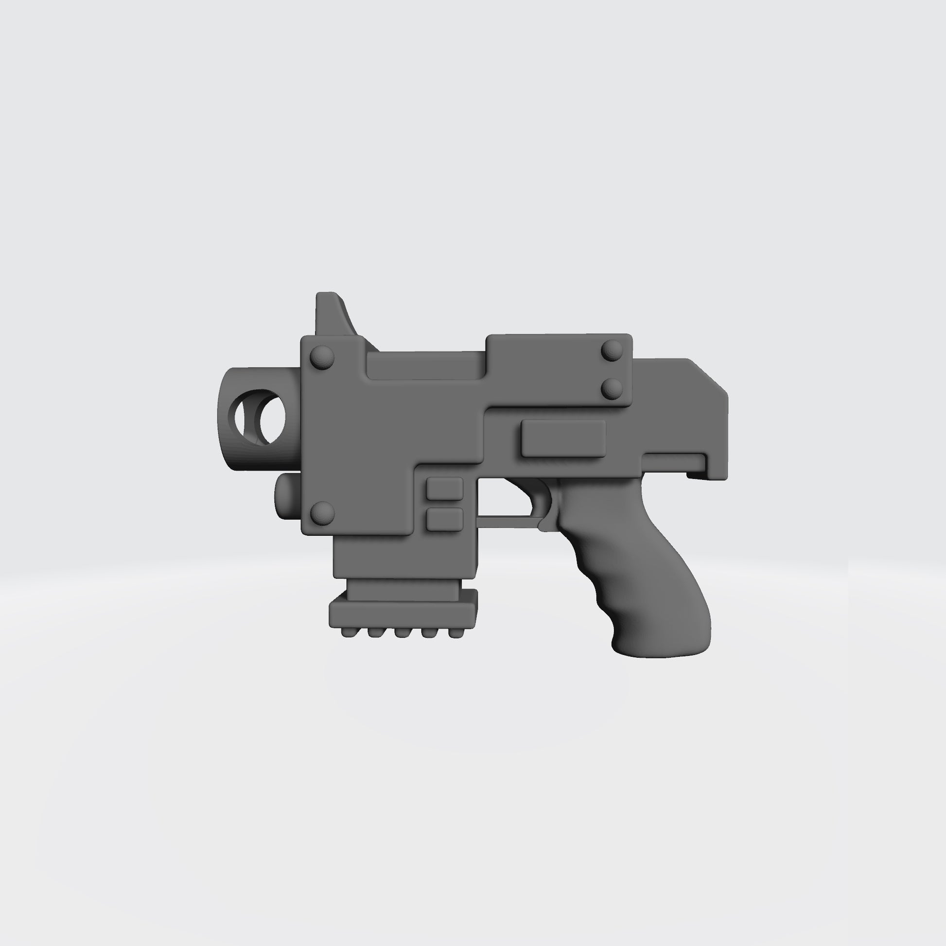 Mobile Infantry Guard Bolt Pistol Deluxe Grip custom resin weapon compatible with McFarlane Toys 1:12 scale action figures.