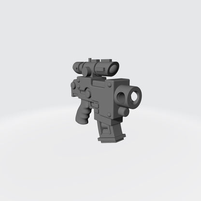 Mobile Infantry Guard Striker Pistol with Optic custom resin weapon compatible with G.I. Joe Classified, Action Force, and other 1:12 scale action figures.