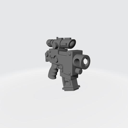 Mobile Infantry Guard Striker Pistol with Optic custom resin weapon compatible with G.I. Joe Classified, Action Force, and other 1:12 scale action figures.