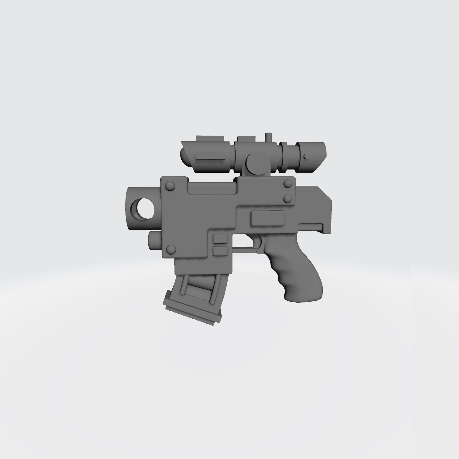 Mobile Infantry Guard Striker Pistol with Optic custom resin weapon compatible with G.I. Joe Classified, Action Force, and other 1:12 scale action figures.