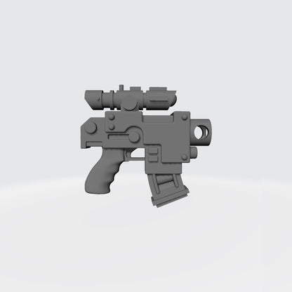 Mobile Infantry Guard Striker Pistol with Optic custom resin weapon compatible with G.I. Joe Classified, Action Force, and other 1:12 scale action figures.