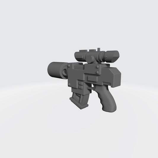 Mobile Infantry Guard Striker Pistol with optic and suppressor custom resin weapon compatible with G.I. Joe Classified and 1:12 scale action figures.