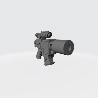 Mobile Infantry Guard Striker Pistol with optic and suppressor custom resin weapon compatible with G.I. Joe Classified and 1:12 scale action figures.