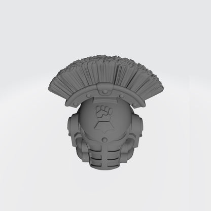 Monarchs Fists Warrior Order Type 4 Helmet with Crest resin upgrade for McFarlane Toys 7-inch armored action figures by Fantasy World Games.