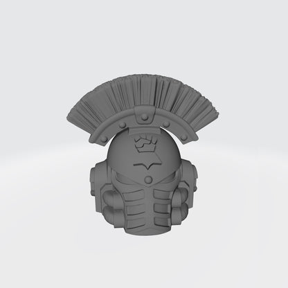 Monarchs Fists Warrior Order Type 4 Helmet with Crest resin upgrade for McFarlane Toys 7-inch armored action figures by Fantasy World Games.
