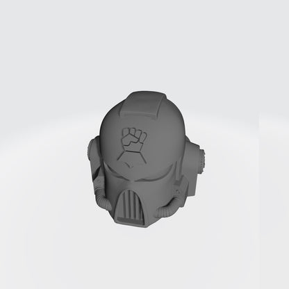 Monarchs Fists Warrior Order Type 7 Helmet resin upgrade compatible with McFarlane Toys 7-inch armored action figures by Fantasy World Games.