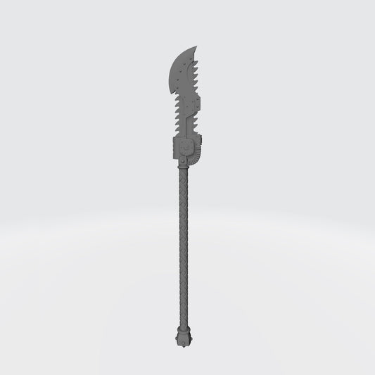 Night Terrors Warrior Order Chain Glaive 02 custom resin polearm weapon compatible with McFarlane Toys 7-inch 1:12 scale armored action figures.