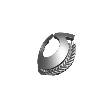 Omega Sentinels Warrior Order shoulder pad 3D decal with wreath compatible with McFarlane Toys 7-inch armored action figures.