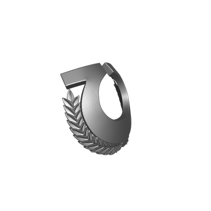 Omega Sentinels Warrior Order shoulder pad 3D decal with wreath compatible with McFarlane Toys 7-inch armored action figures.