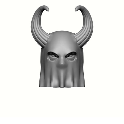 Plague Lord Warrior hooded helm with two horns compatible with McFarlane Toys 7-inch armored action figures custom resin head swap