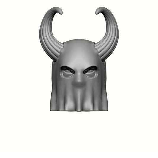 Plague Lord Warrior hooded helm with two horns compatible with McFarlane Toys 7-inch armored action figures custom resin head swap