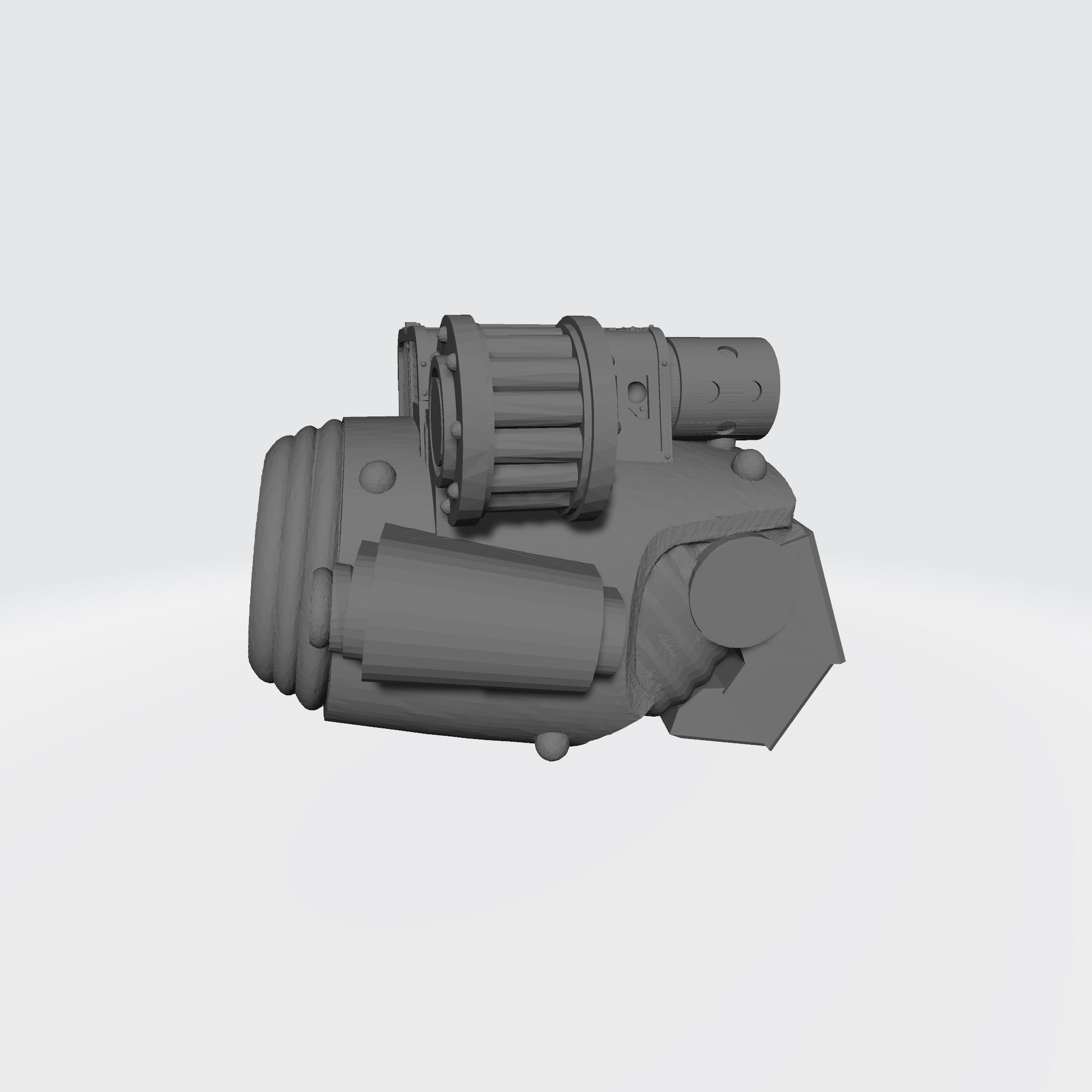 Custom resin right-handed power fist with twin bolter compatible with McFarlane Toys 7-inch 1:12 scale armored action figures.