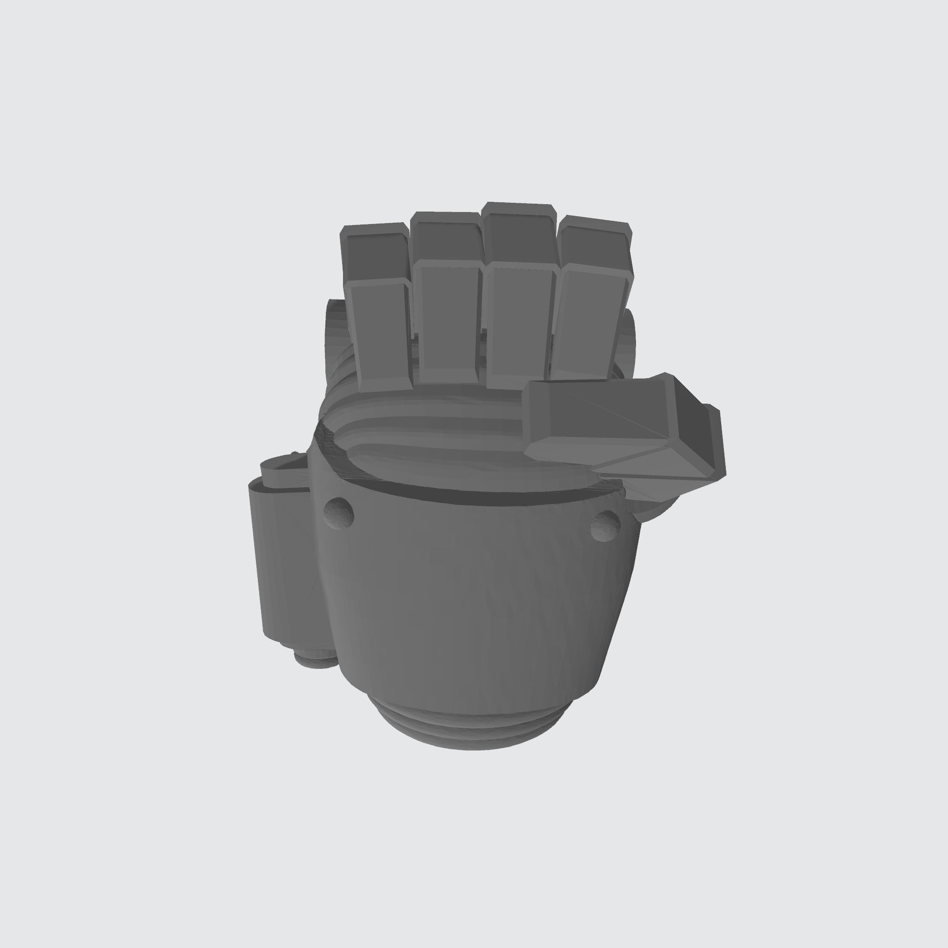 Custom resin right-handed power fist with twin bolter compatible with McFarlane Toys 7-inch 1:12 scale armored action figures.