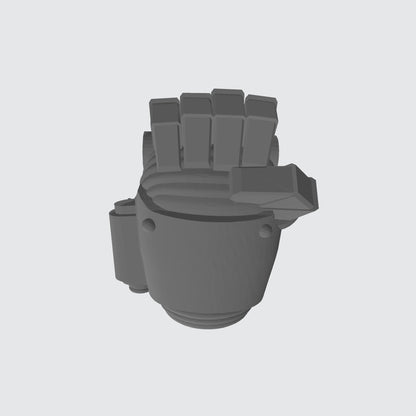 Custom resin right-handed power fist with twin bolter compatible with McFarlane Toys 7-inch 1:12 scale armored action figures.
