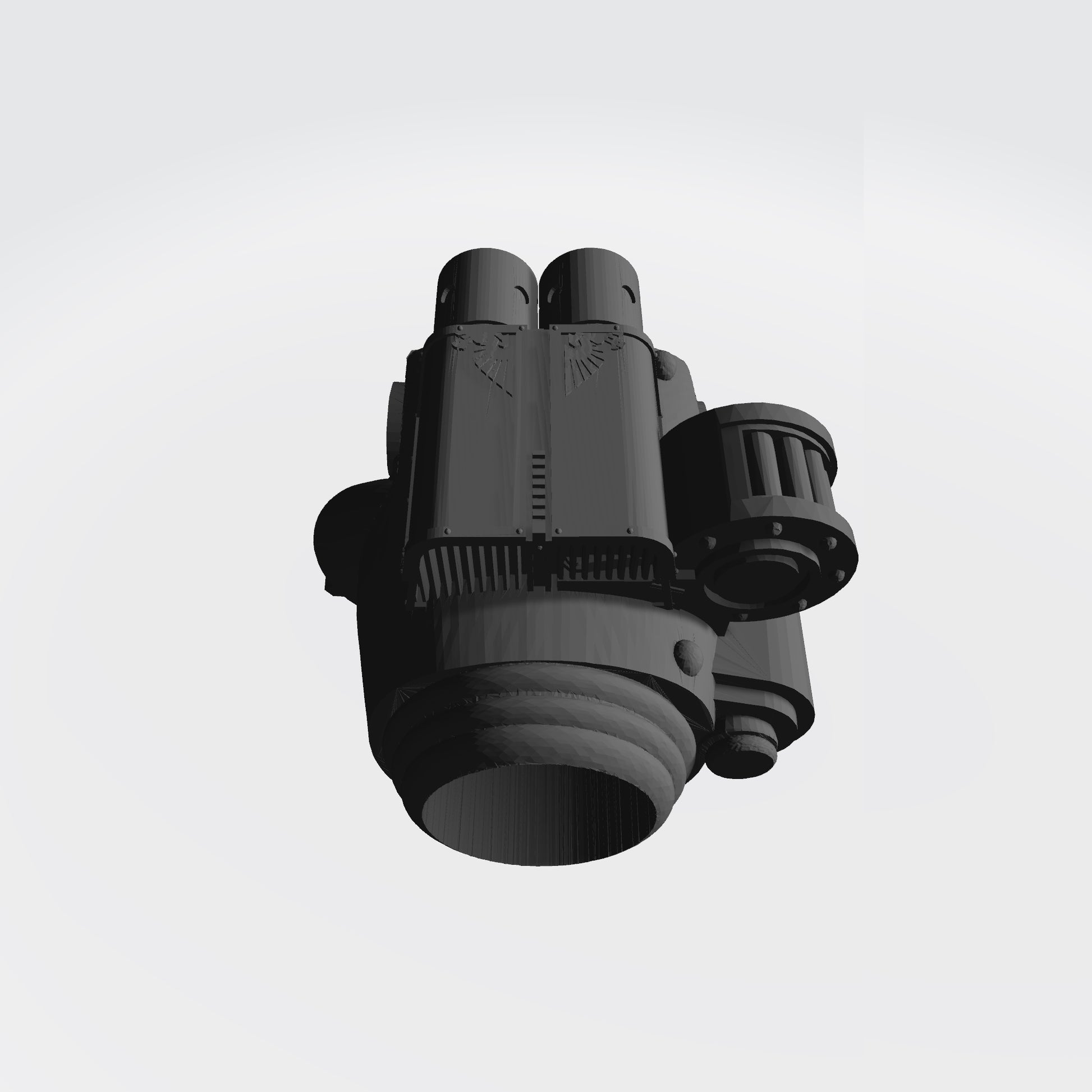 Custom resin right-handed power fist with twin bolter compatible with McFarlane Toys 7-inch 1:12 scale armored action figures.