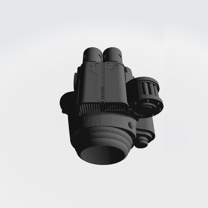 Custom resin right-handed power fist with twin bolter compatible with McFarlane Toys 7-inch 1:12 scale armored action figures.