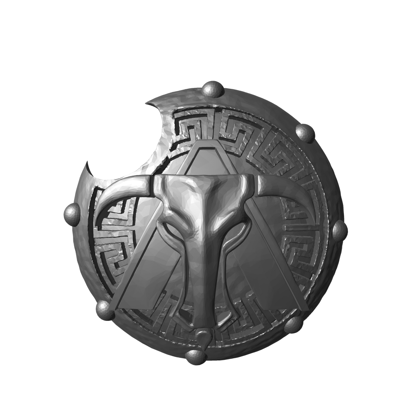 Raging Bull Warrior Order Round Spartan Shield with Blazons compatible with JoyToy 1:18 scale armored action figures custom resin shield accessory