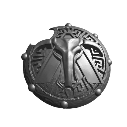 Raging Bull Warrior Order Round Spartan Shield with Blazons compatible with JoyToy 1:18 scale armored action figures custom resin shield accessory