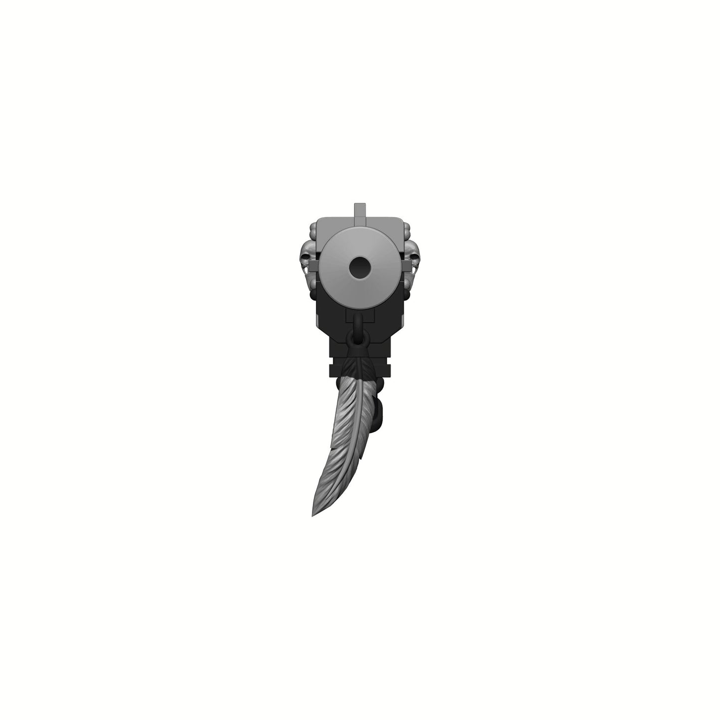 Raven Warrior Order Blackout Master-Forged Striker Pistol custom resin ranged weapon compatible with McFarlane Toys 7-inch armored action figures for painting, customization, and display.